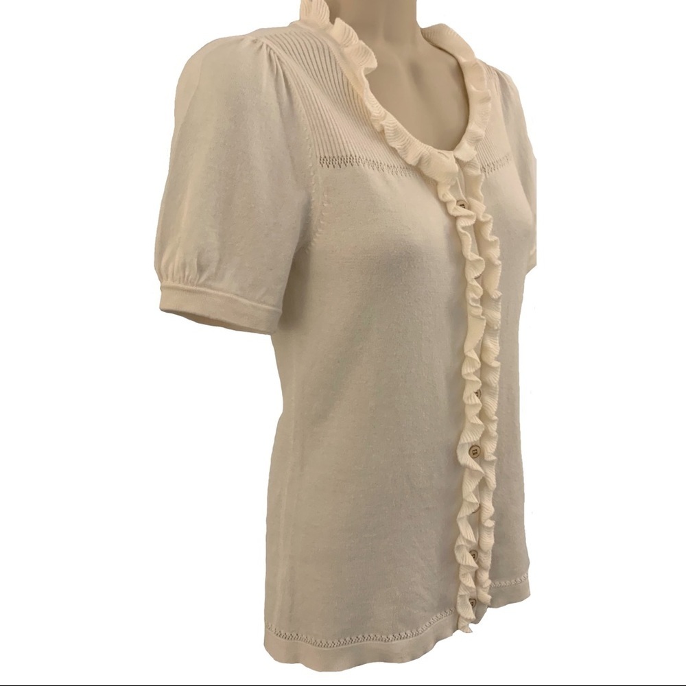 JUICY Couture Cream Ruffle Cotton Top Juniors 14 - Picture 2 of 6
